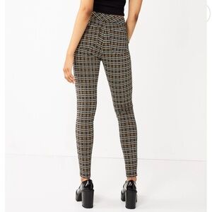 SO Juniors Black Brown Plaid High-Rise Ponte Skinny Fit  Leggings - Size M